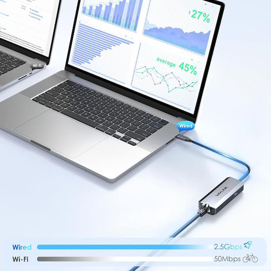 Wavlink Adaptor de rețea USB-C cu conexiune cablată Gigabit Ethernet