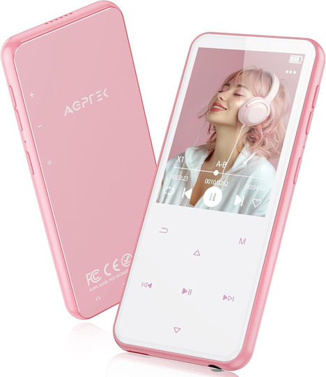Agptek MP3 Player (64GB) Cu Ecran Tactil TFT De 2.4" Roz X002DIF2PD