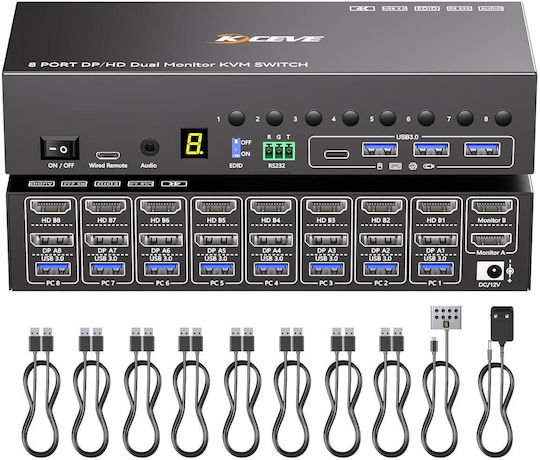 Mleeda KVM & Datenumschalter mit HDMI / DisplayPort / USB / USB 3.0 / Audio / USB 2.0