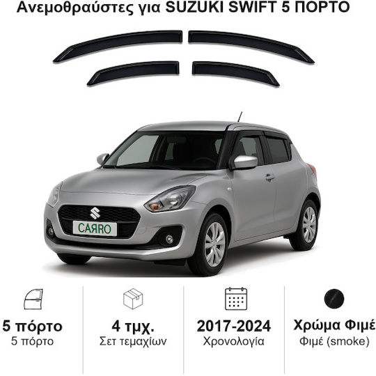 Heko Σετ Ανεμοθραύστες Αυτοκινήτου Μπροστινοί και Πίσω για Suzuki Swift 5D 2017 4τμχ