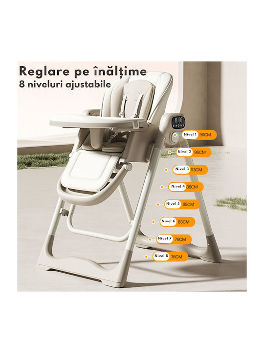 Qova Scaun Înalt De Masă Pliabil 4 În 1 Cu Înălțime Reglabilă Bej