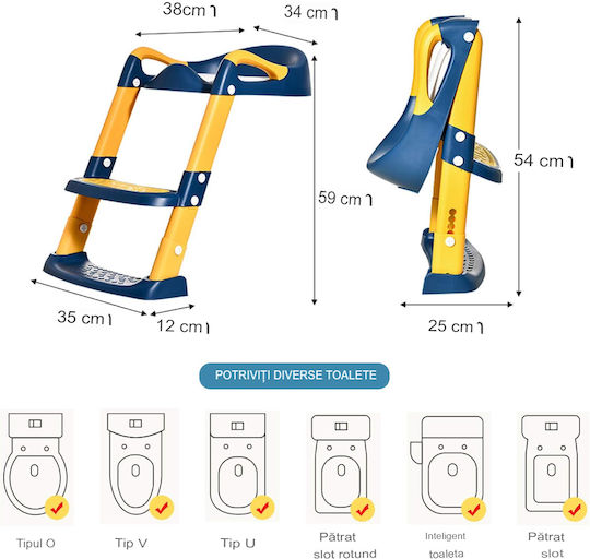 Summer Baby Scaun de toaletă pentru copii mici Albastru cu Mânere