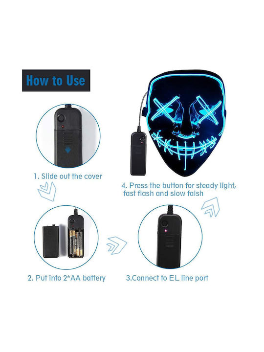 Halloween Mască LED Neon cu fir electroluminescent luminoasă Mască de groază Purge Halloween Mască LED Neon cu fir electroluminescent luminoasă Mască de groază Purge