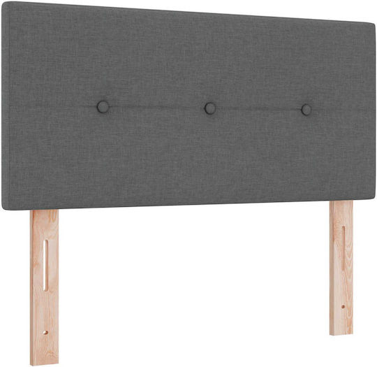 Pat Single Tapițat cu Material Gri Închis cu Plăci și Saltea 80x200cm