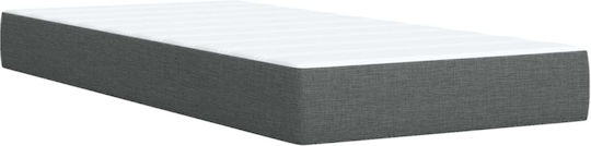 Pat Single Tapițat cu Material Gri Închis cu Plăci și Saltea 80x200cm