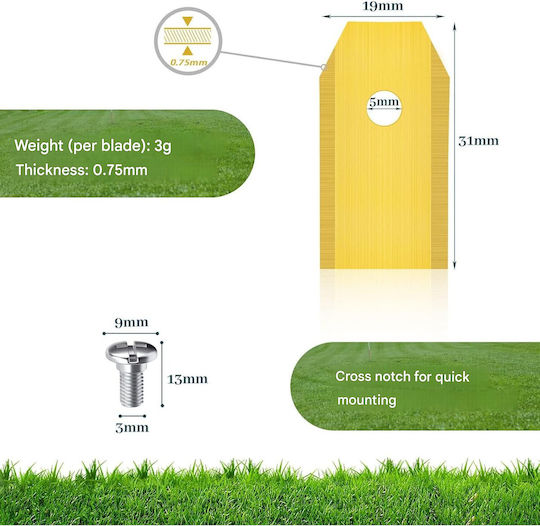 Hausprofi Lame de Schimb pentru Robot de Tuns Iarba Set 15 Piese Ultra ascuțite din Titan Compatibile cu Husqvarna Automower Gardena Grosime 0 75 Mm Lame Universale pentru Roboți de Tuns Iarba Include 15 Șuruburi Cutie de Depozitare