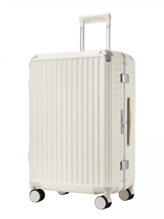 Miss Lulu Medium Hard White Travel Suitcase Height 66cm