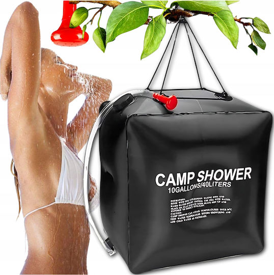 Duș solar pentru camping și plajă 40 l capacitate culoare neagră
