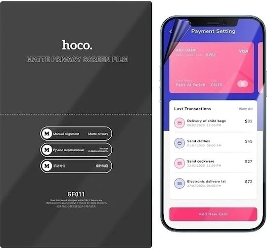 Mat Hydrogel Protection Film Honor 90 Smart X7b Hoco Hydrogel Pro Privacy Matte Screen Protector Privacy Screen 0.15 Mm Matte Hoco-front-prm-025-061