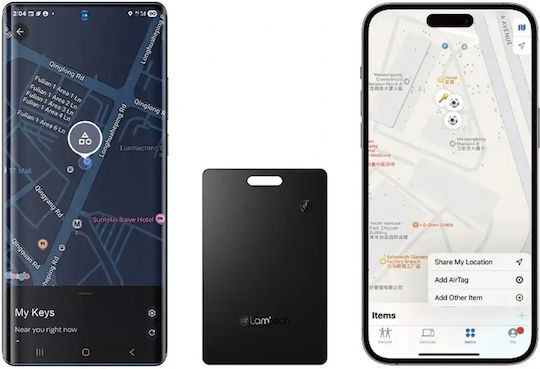 Lamtech LAM981135 Bluetooth Tracker Schwarz Kompatibel mit Apple Find My & Google Find Hub