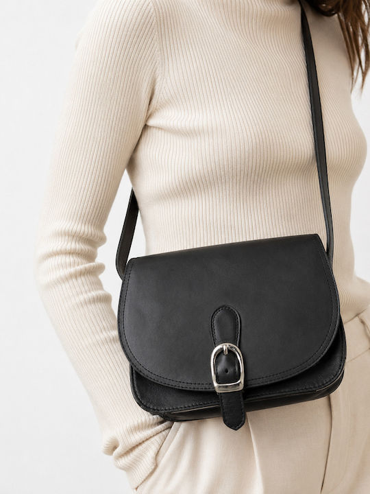 Damen Leder Schulter Crossbody Tasche Schwarz