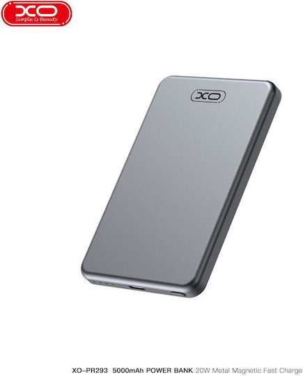 XO PR293 MagSafe Power Bank 5000mAh 20W mit USB-C Ausgangsanschlüsse Grau