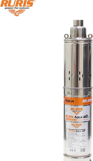 Ruris Aqua 40 – Pompa Submersibilă Pentru Apă Curată Foraj Putere 750 W Cap De Livrare 100 M Cablu 15 M Oțel Inoxidabil
