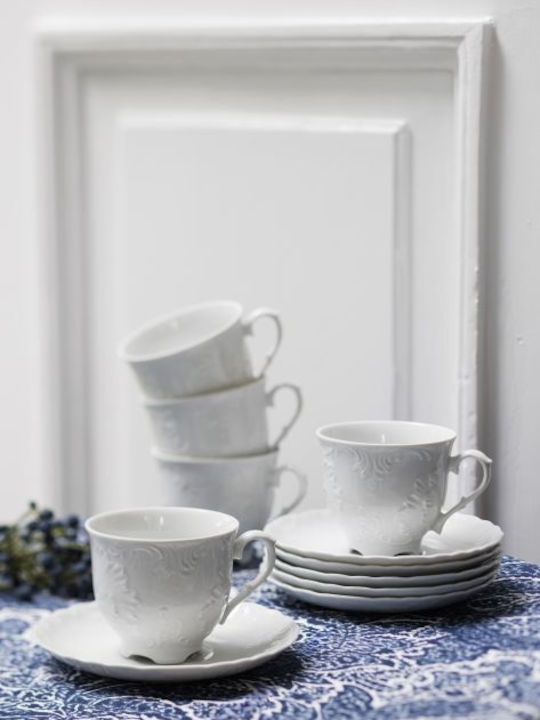 Cmielow Rococo Tea Set with Cup Porcelain White 1200ml 27pcs