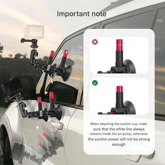 Neewer Suport Auto 5 în 1 cu Ventuză Compatibil cu Insta360 X5 X4 X3 X2 GoPro Max DJI Osmo 360 Braț Extensibil 40–99 Cm Articulație 360° Eliberare Rapidă Montare pe Parbriz și Caroserie Vlogging Filmare