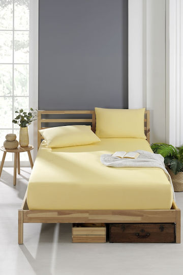 SteweHome Σετ Μονό 2τμχ 90x200εκ. με Λάστιχο Κίτρινο