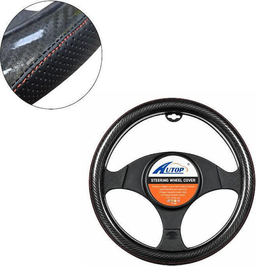 Auto Lenkradabdeckung Carbon Look 37cm Rutschfest Carbon Look Anti-slip Lenkradabdeckung Rote Blaue