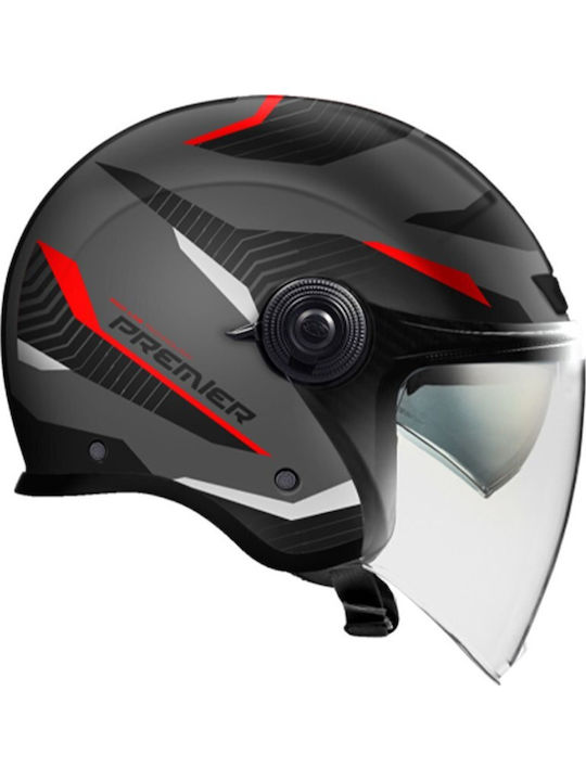 Premier CITY FLY EVO Schwarz/Grau/Rot Motorradhelm Jet ECE 22.06 Gewicht (+/-50 gr)