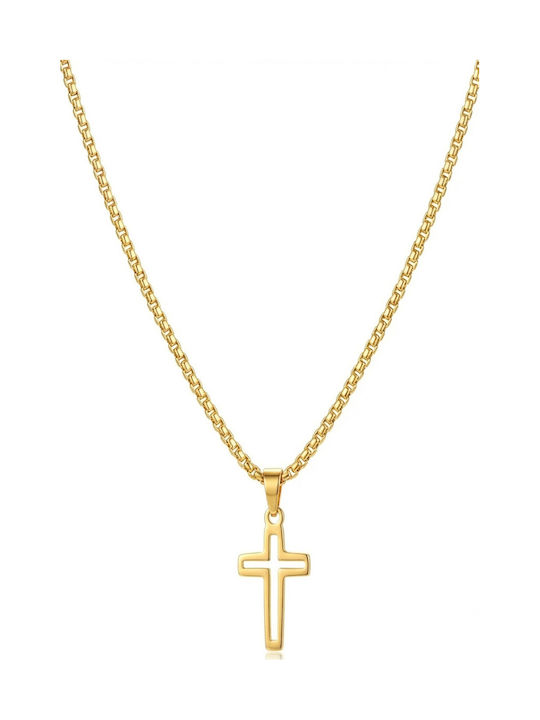 Sharks Bay Clothing Men's Cross from Gold Plated Steel with Chain