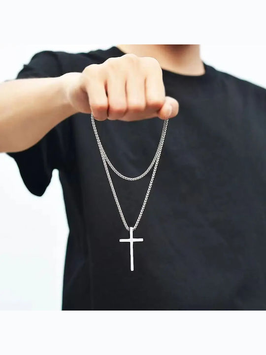 Legend Accessories Мъжки Кръст от Стомана с Верига