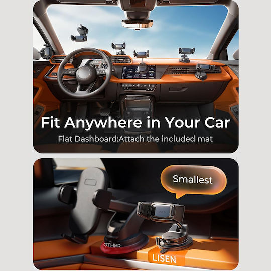Lisen Car Mobile Mount with Adjustable Hooks Black