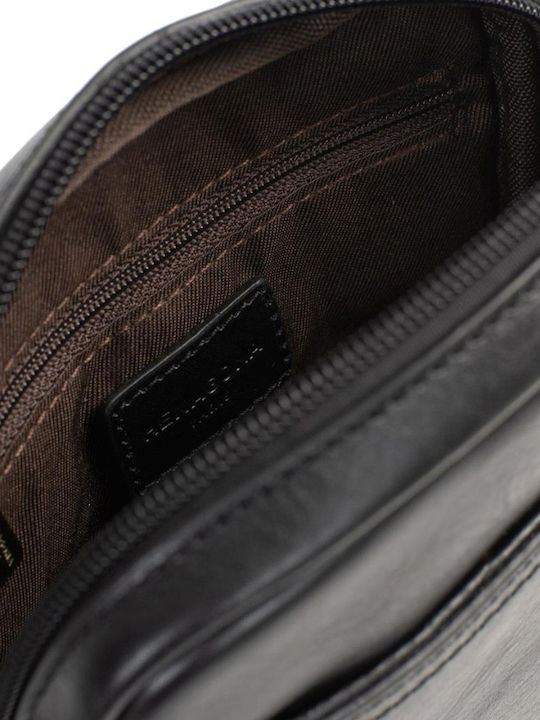 Geantă De Umăr / Tip Crossbody Pentru Bărbați Din Piele Neagră 29574-01