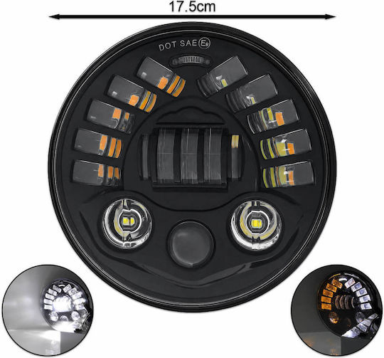 Front Light LED H4 7" 12-24V 40W 4000LM 6500K Universal Turn Signal LWLGZD0015 Growpal