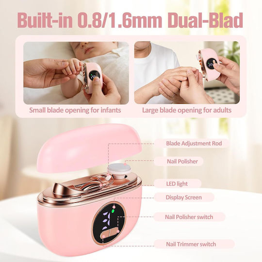 Electric Nail Scissors Nail File 3 In 1 Smart Nail Scissors Rechargeable Automatic Nail Scissors Adjustable Speeds 3 Smart Functions & Double Blade Safe Nail Scissors Polishing Led Light & Dust Storage Quiet & Gentle