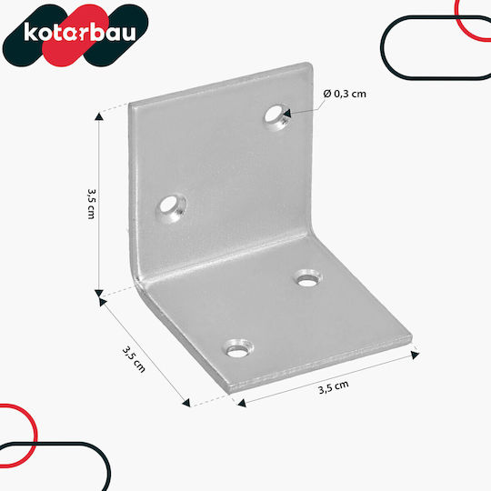 Kotarbau Ъглов Рафтов Тежкотоварен от Алуминиев Неръждаем Сив Цвят 35x35mm