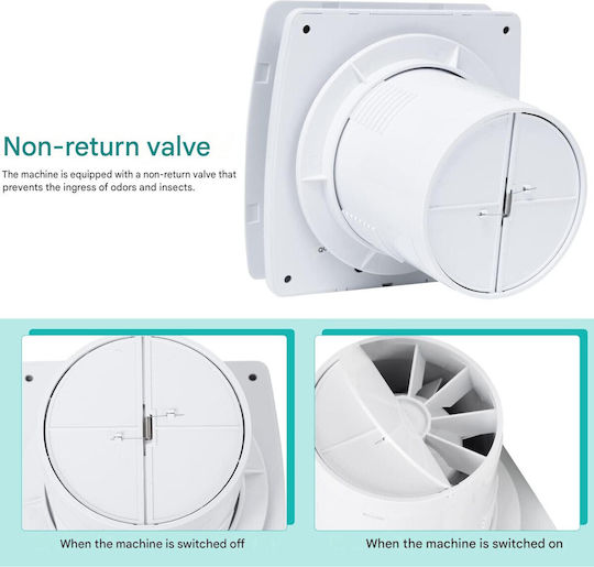 Microlink Ventilator de Perete pentru Baie 130mm Alb