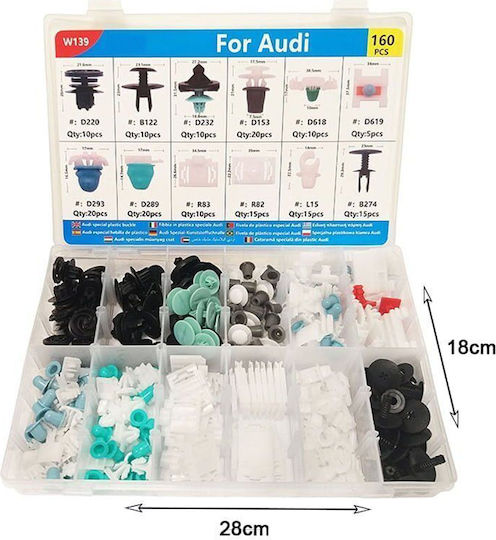 Rchang Upholstery Clips Fasteners 160 Pieces Audi 12 Designs Audi Special Plastic Buckle W139/w12570