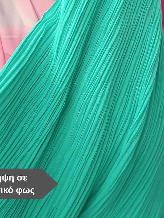 Rochie De Vară Maxi Pentru Nuntă Botez Satin Turcoaz