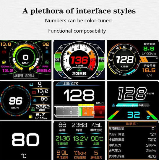 Roza K10 HUD OBD2 Display Car LCD Screen Speed RPM Temperature & DTC