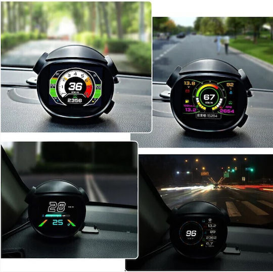 Roza K10 HUD OBD2 Display Car LCD Screen Speed RPM Temperature & DTC