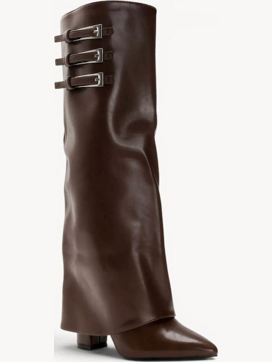 Brown Boots Triple Decorative Buckle