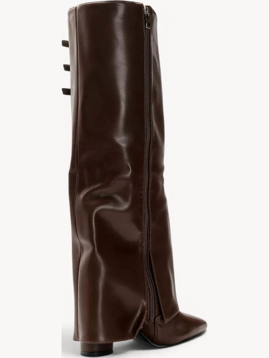 Brown Boots Triple Decorative Buckle