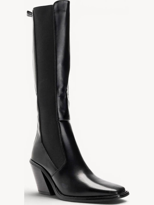 Black Cowboy Boots Synthetic Leather Rubber