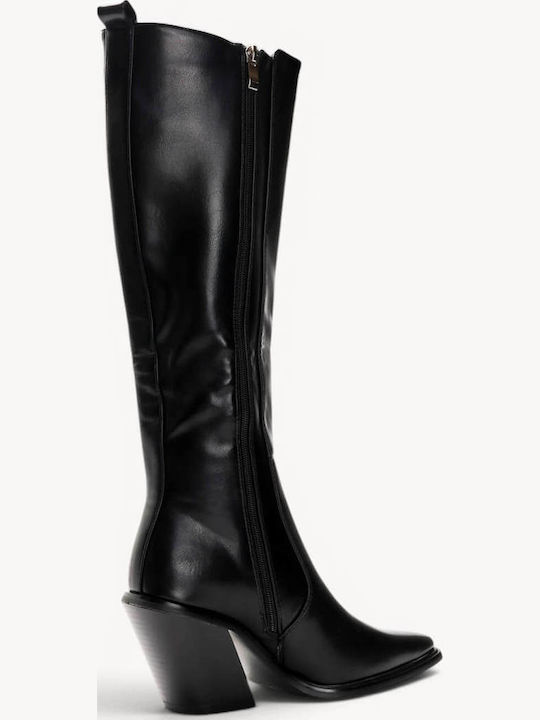 Black Cowboy Boots Synthetic Leather Rubber