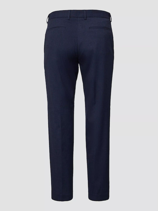 Pantaloni Bărbați De Costum Elastici Slim Fit Albastru Marin Închis