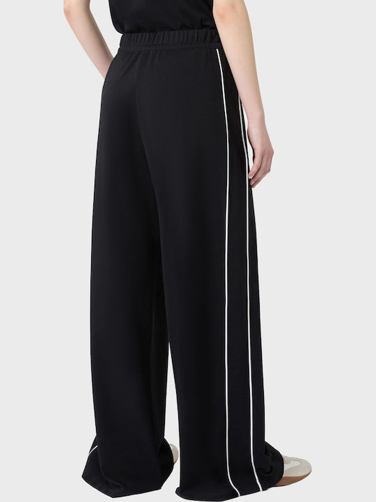 Pantaloni Largi Dama Cu Cauciuc Model Cu Dungi Negri