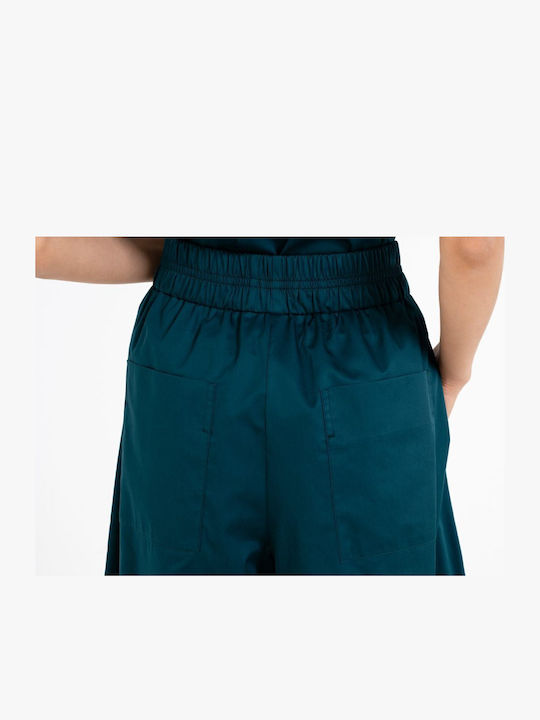Women's High Rise Zip Culottes with Elastic Beige