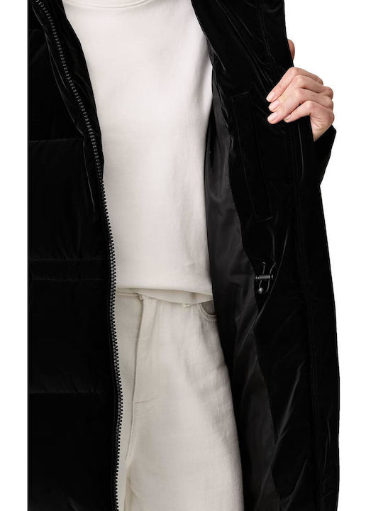 Long Women's Puffer Jacket for Winter Black