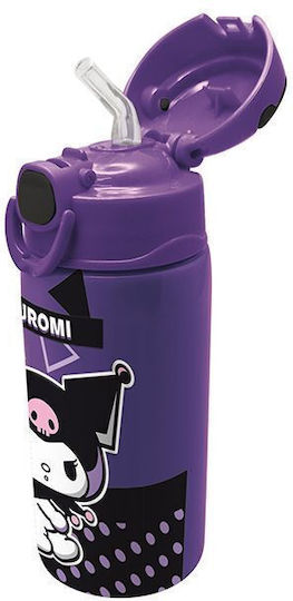 Graffiti Sticlă Pentru Copii Kuromi Termos Cu Pai Multicolor 450ml