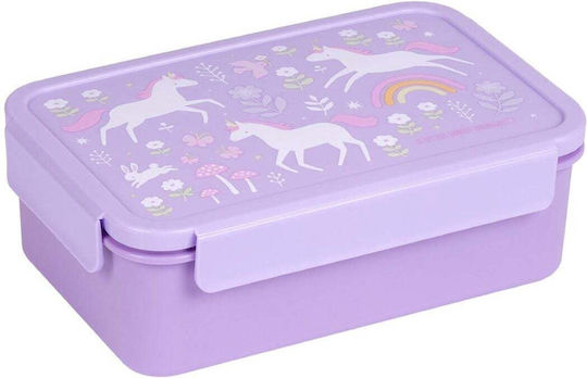 A Little Lovely Company Bento Stainless Steel Kids Water Bottle Unicorns Thermos with Straw Silver 350ml