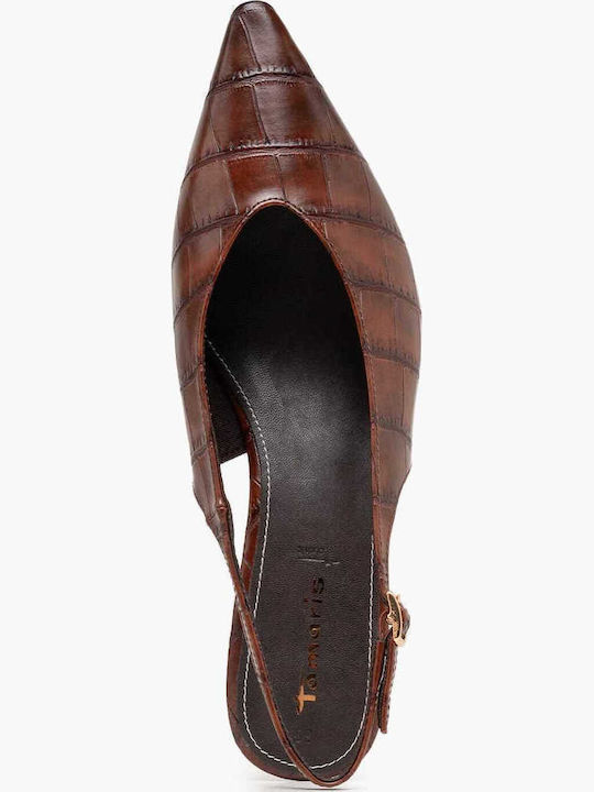 Leder Spitze Zehe Pumps mit Braun Absatzhöhe