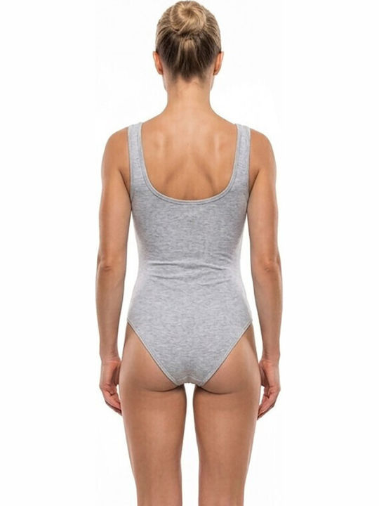 Damen-Bodysuit Feminin Breite Träger Grau 1115gk