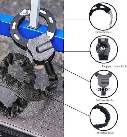 Lac Antifurt Tip Cătușe Geantă de Depozitare de 4 l Fabricată din Oțel de Calitate Lungime 91 Cm Diametru 0.6 Cm Protecție din Silicon Husă Dură Montare Rapidă Lac Tip Cătușe Trotinete Electrice Biciclete Electrice Motociclete