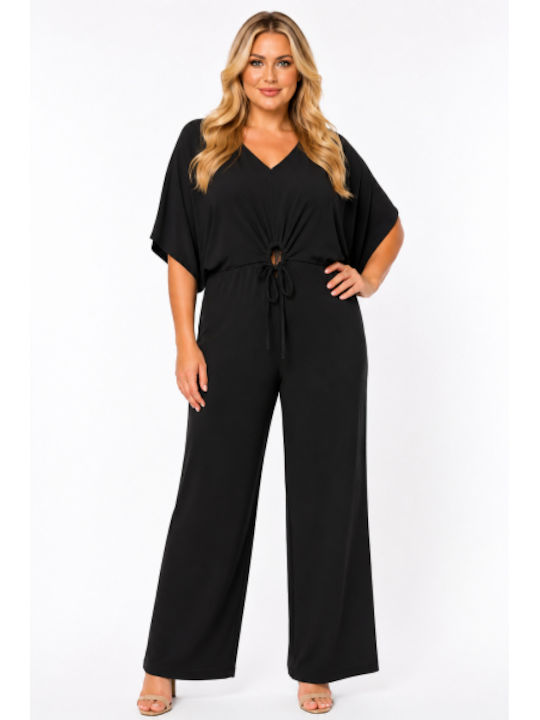 Women’s Short Sleeve One-piece Jumpsuit Black SH-47380-26TS-BLACK