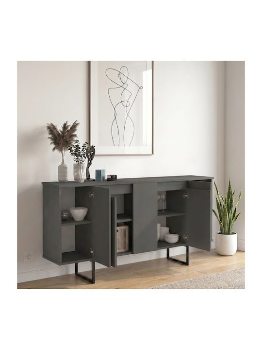 Bufet Orontes din Lemn și Metal Antracit 160x35.2x80cm
