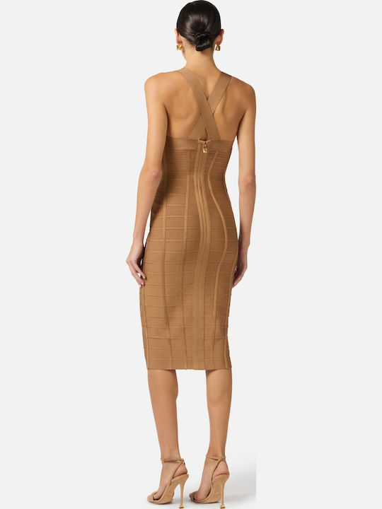 Elisabetta Franchi Πλεκτό Φόρεμα Βραδινό Brown
